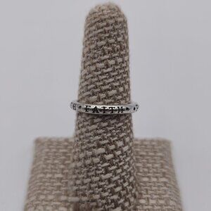 Size 6.75 Sterling Silver Faith Word Solid Ring A2131
